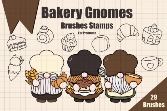 Bakery Gnomes Procreate Stamp Brush