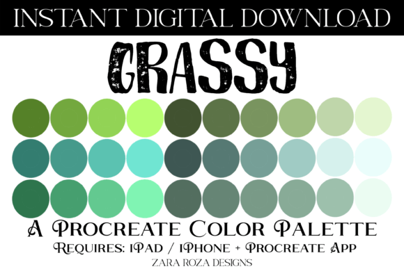 Grassy Procreate Color Palette: A Vibrant Spectrum for Digital Illustration and Planning
