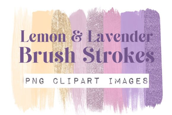 Lemon and Lavender Brush Strokes PNGs