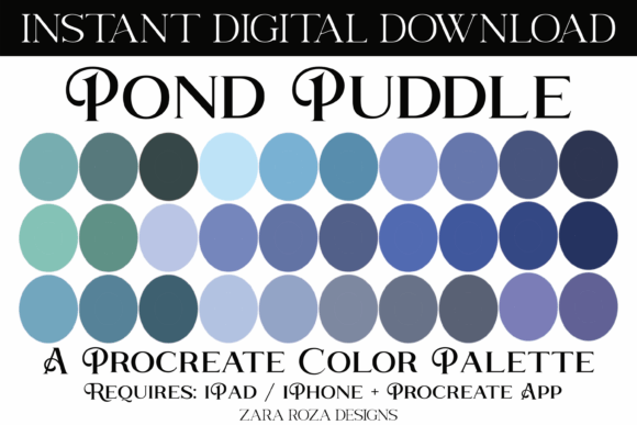 Pond Puddle Procreate Color Palettes
