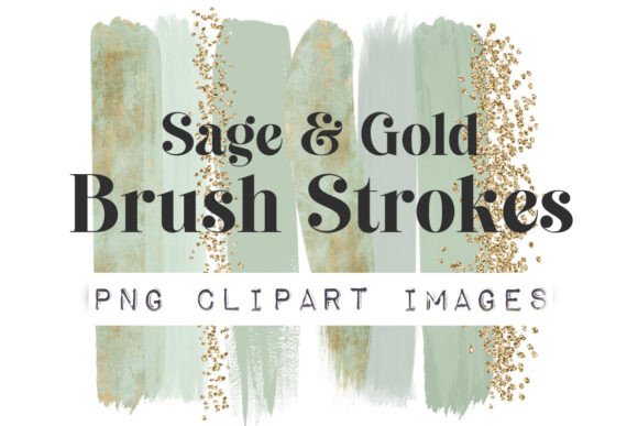 Sage and Gold BRUSH STROKES PNG Clip Art