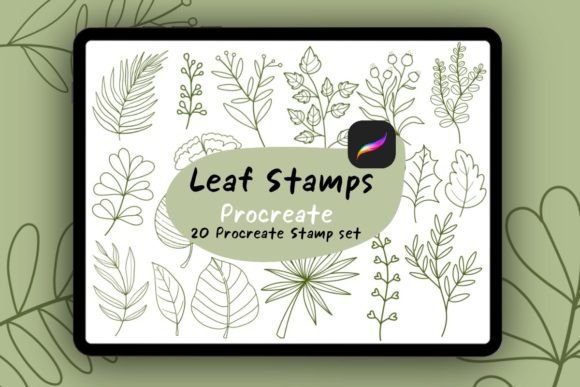 Transform Your Digital Art with 20 Leaf Brush Stamps for Procreate