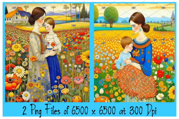 Woman with Child in a Flower Meadow: A Guide to Whimsical Digital Art